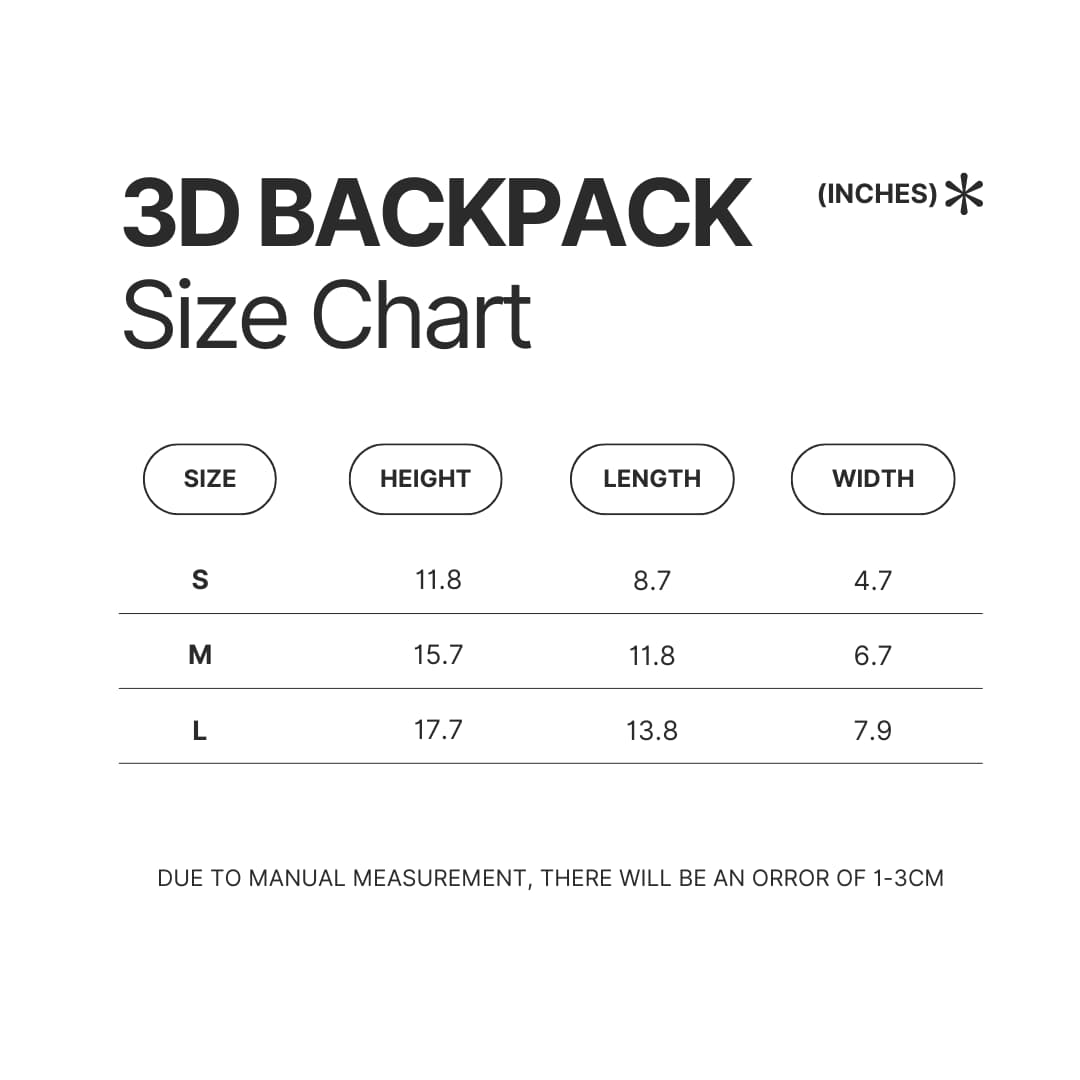 3D Backpack Size Chart - Rick And Morty Shop