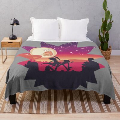 Rick And Morty Silhouette Scene Throw Blanket