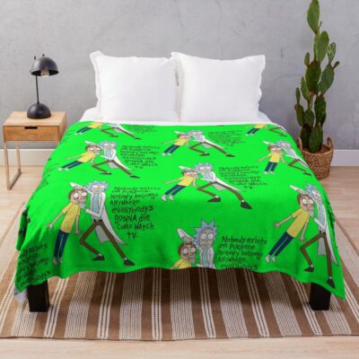 Rick And Morty Nobody Exists On Purpose Throw Blanket