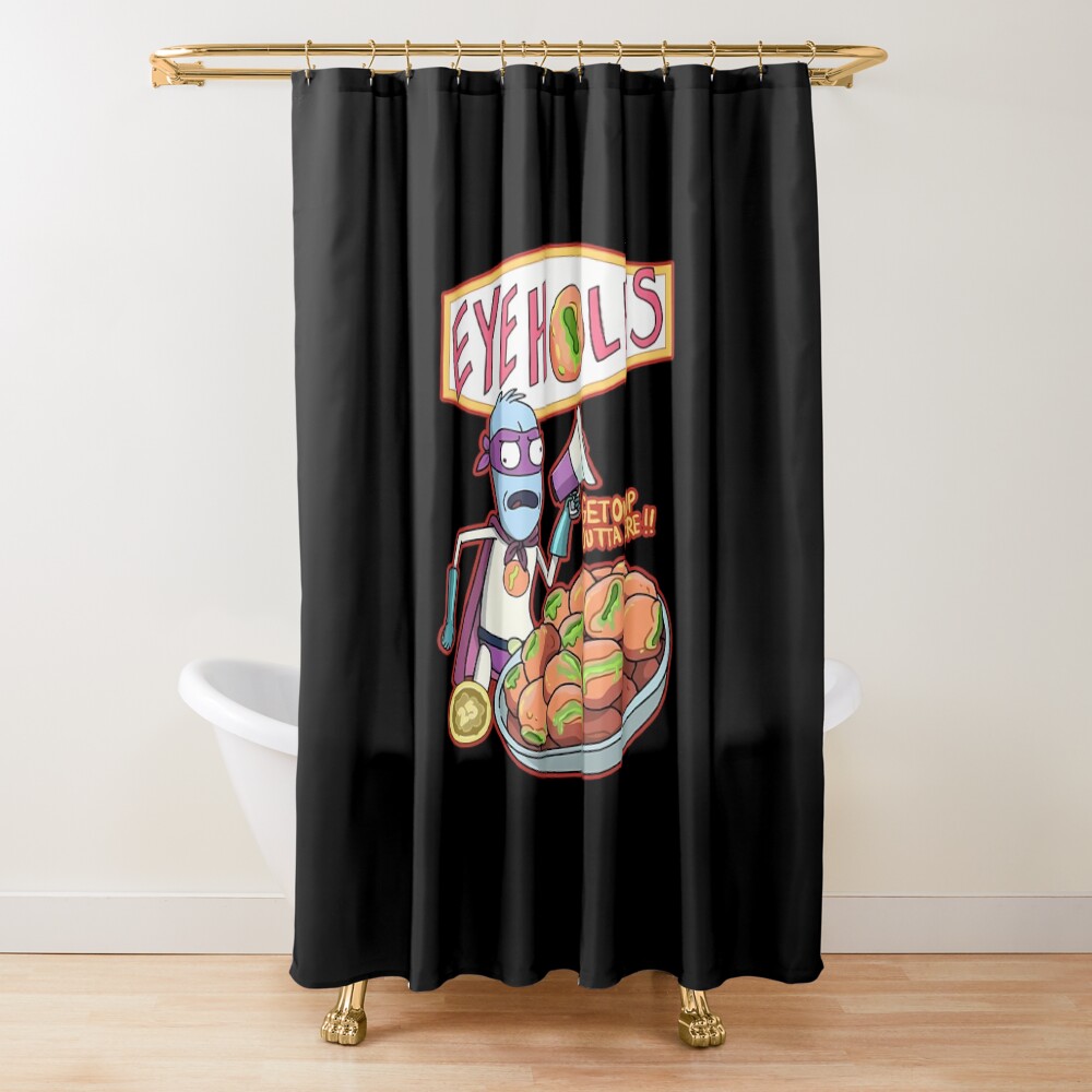 Get On Up Outta Here Rick And Morty Sticker Shower Curtain