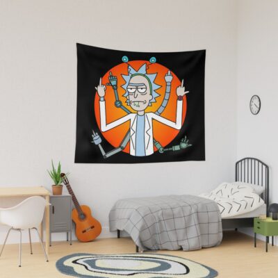 Rick And Morty Middle Finger Up Tapestry